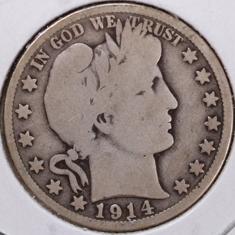 1914 Barber Half Dollar, Very Good Circulated Coin, Store