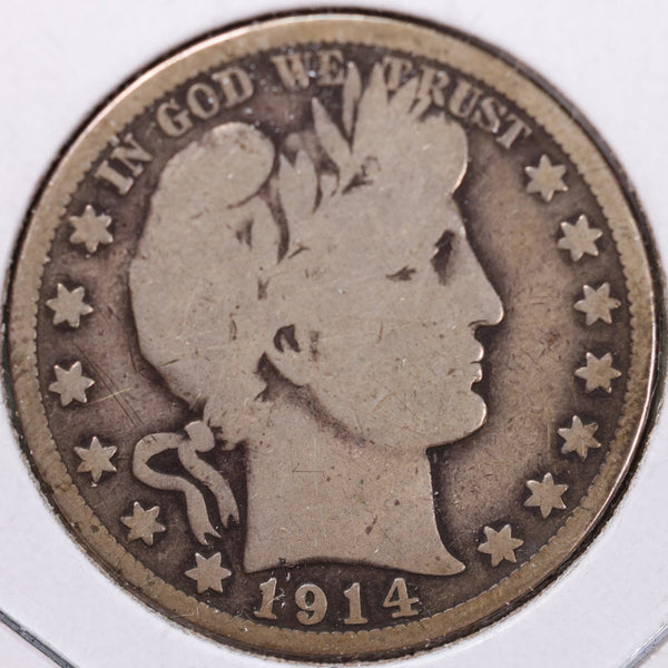 1914-S Barber Half Dollar, Very Good Circulated Coin, Store #H914S06