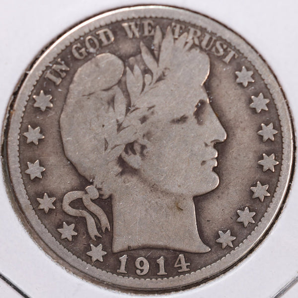 1914-S Barber Half Dollar, Very Good Circulated Coin, Store #H914S07