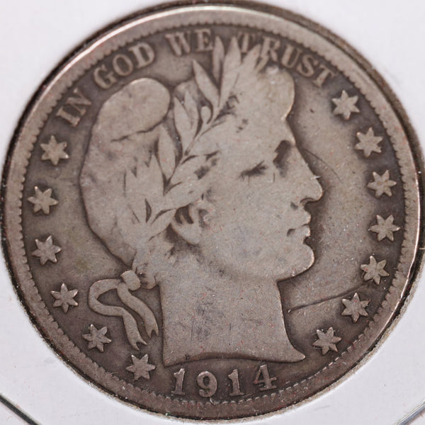 1914-S Barber Half Dollar, Very Good Circulated Coin, Store #H914S08