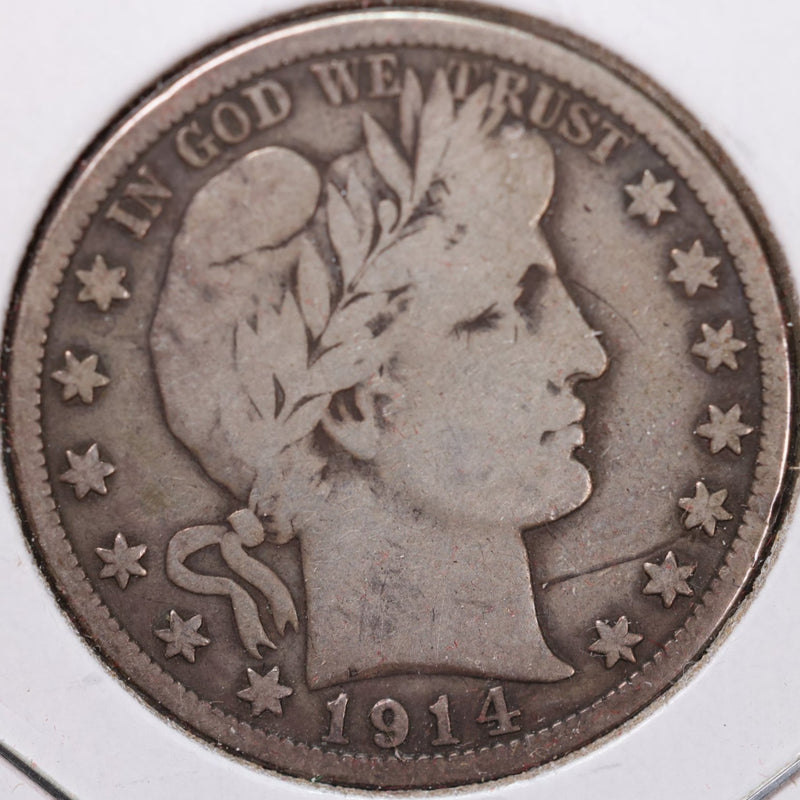 1914-S Barber Half Dollar, Very Good Circulated Coin, Store