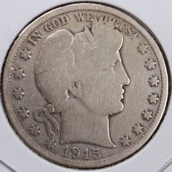 1915 Barber Half Dollar, Good Circulated Coin, Store #H915.04