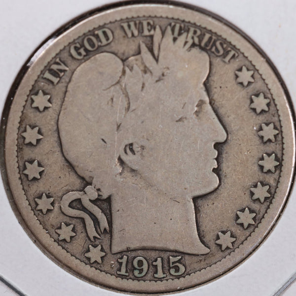 1915 Barber Half Dollar, Very Good Circulated Coin, Store #H915.05