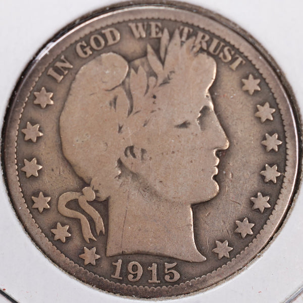 1915 Barber Half Dollar, Very Good Circulated Coin, Store #H915.08