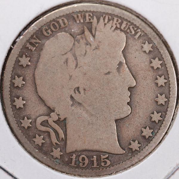 1915 Barber Half Dollar, Very Good Circulated Coin, Store #H915.09