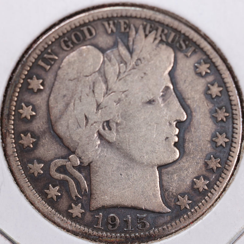 1915-D Barber Half Dollar, Fine Circulated Coin, Store