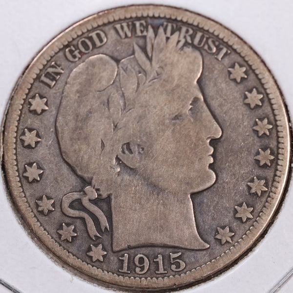 1915-D Barber Half Dollar, Very Good Circulated Coin, Store #H915D04