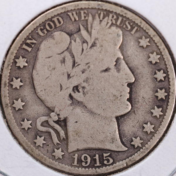 1915-D Barber Half Dollar, Very Good Circulated Coin, Store #H915D05