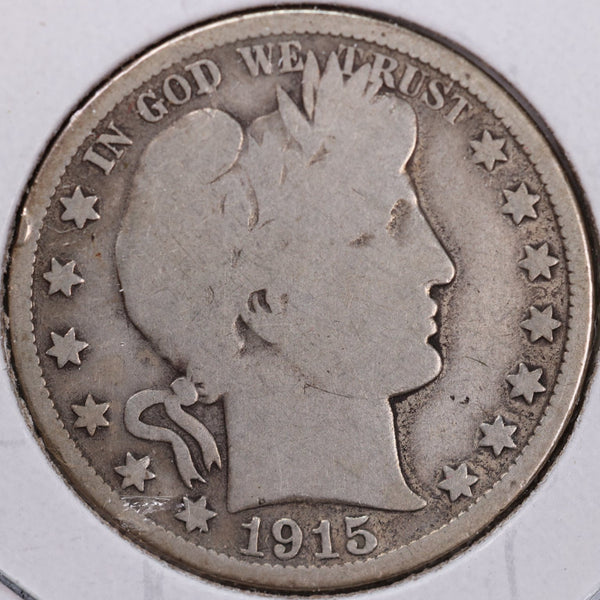 1915-D Barber Half Dollar, Very Good Circulated Coin, Store #H915D07