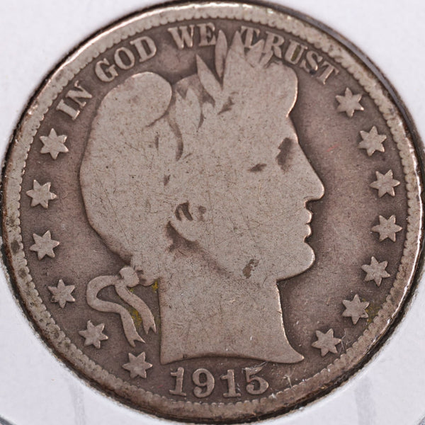 1915-D Barber Half Dollar, Good Circulated Coin, Store #H915D08