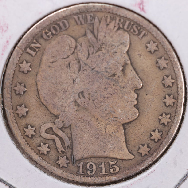 1915-S Barber Half Dollar, Very Good Circulated Coin, Store