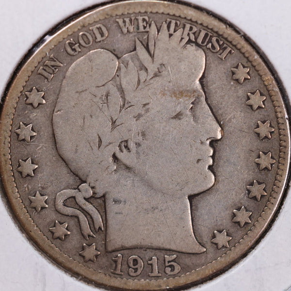 1915-S Barber Half Dollar, Very Good Circulated Coin, Store #H915S09