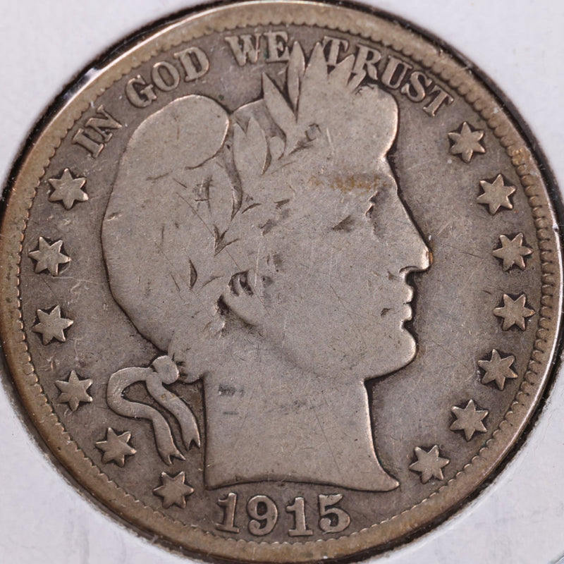 1915-S Barber Half Dollar, Very Good Circulated Coin, Store