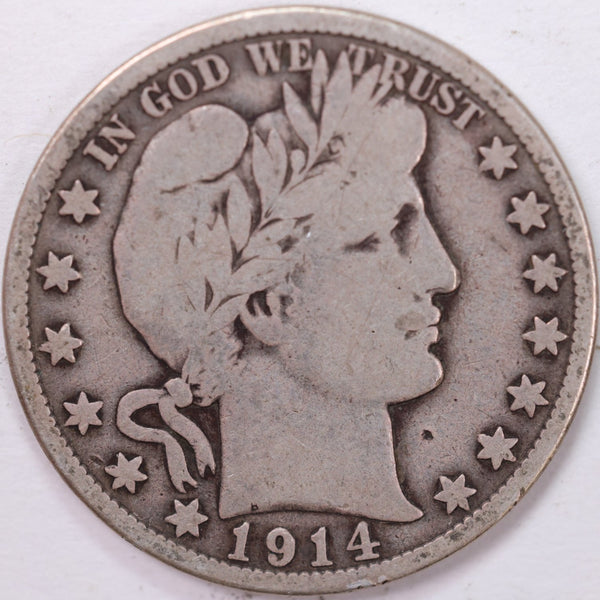 1914-S Barber Half Dollar, Very Good Circulated Coin, Store #H914S09