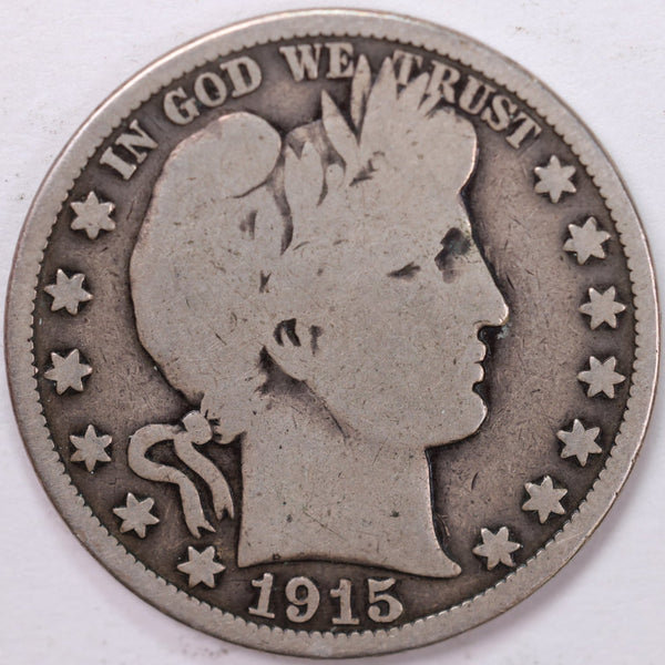 1915 Barber Half Dollar, Very Good Circulated Coin, Store #H915.10