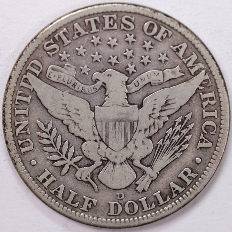 1915-D Barber Half Dollar, Very Good+ Circulated Coin, Store