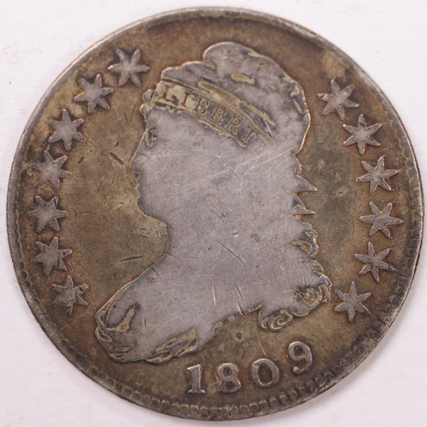 1809 Cap Bust Half Dollar, Good Circulated Coin, Store #H809.01