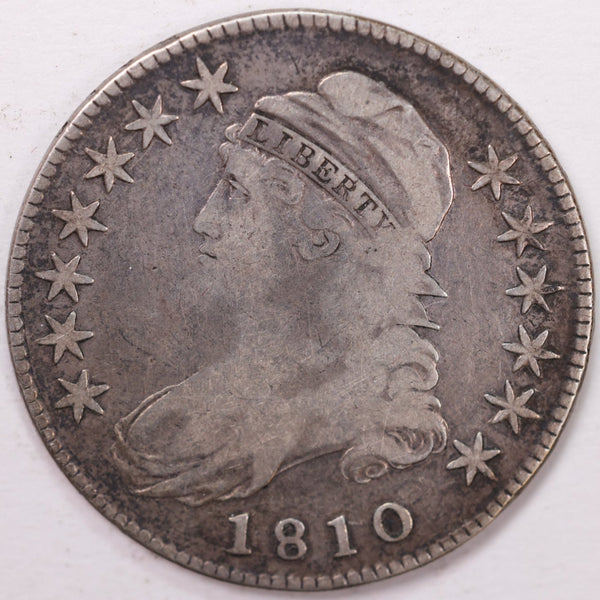 1810 Cap Bust Half Dollar, Very Good+ Circulated Coin, Store #H810.01