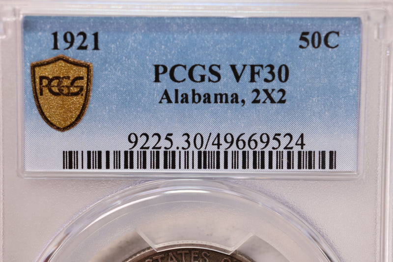 1921 50 Cent, Alabama 2x2, Commemorative., PCGS VF-30., Store