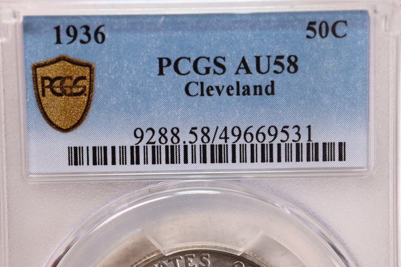 1936 50 Cent., Cleveland, Commemorative., PCGS AU-58., Store