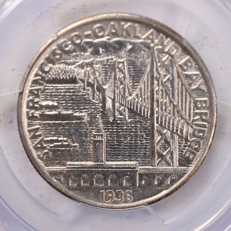 1936-S 50 Cent., Bay Bridge, Commemorative., PCGS UNC Detail., Store