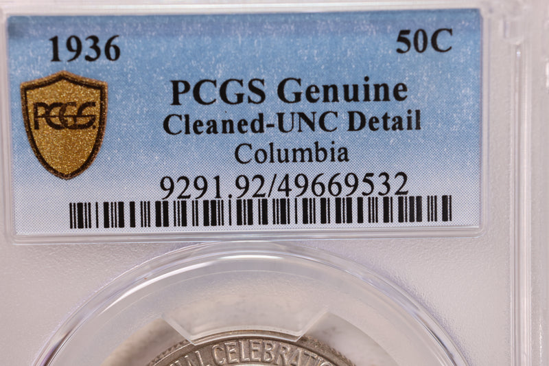 1936 50 Cent, Columbia., Commemorative., PCGS UNC Detail., Store