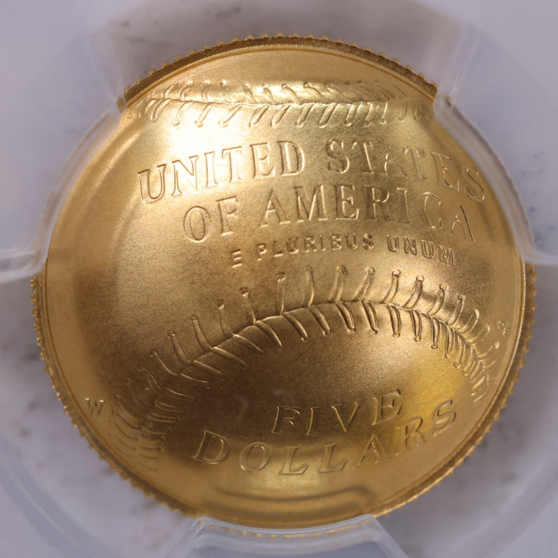 2014-W $5., Baseball Hall of Fame., Gold Commemorative., PCGS PR-69.,