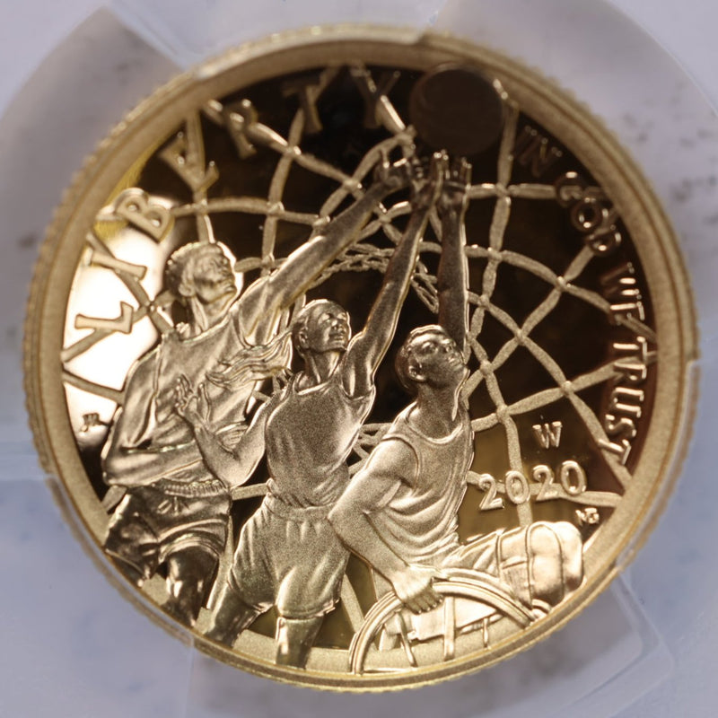 2020-W $5., Basketball Hall of Fame., Gold Commemorative., PCGS PR-70.,