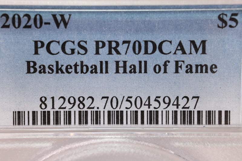 2020-W $5., Basketball Hall of Fame., Gold Commemorative., PCGS PR-70.,