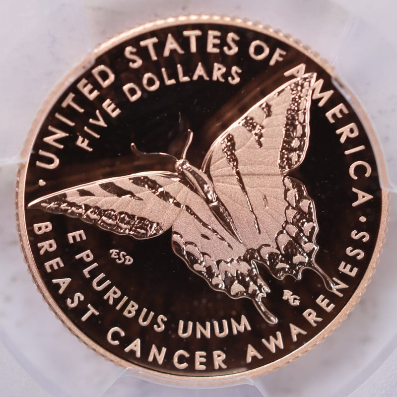 2018-W $5 Breast Cancer Awareness, ROSE GOLD., PCGS PR-70., Store