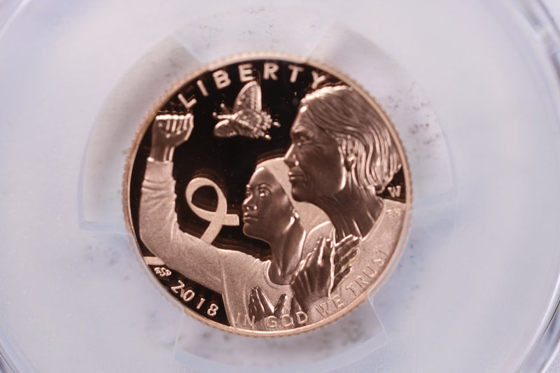 2018-W $5 Breast Cancer Awareness, ROSE GOLD., PCGS PR-70., Store