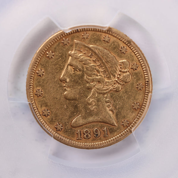 1891 $5 Gold Liberty., 'Half Eagle'., PCGS XF Details., Store #2186