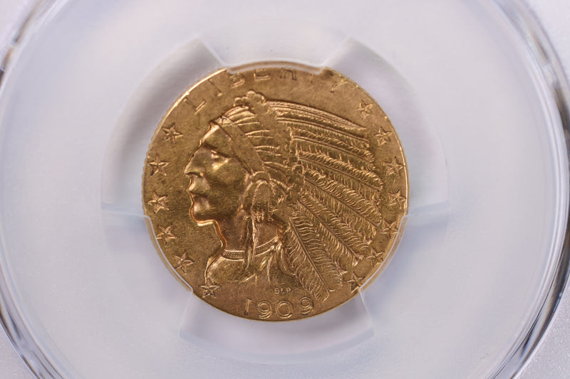 1909 $5 Gold Indian., 'Half Eagle'., PCGS XF Details., Store