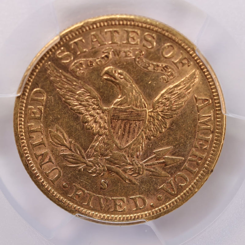 1881-S $5 Gold Liberty., 'Half Eagle'., PCGS AU-50., Store