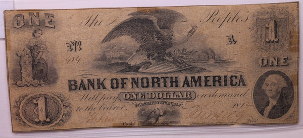 1852 $1 Bank of North America, Wash D.C., Obsolete Currency., #18370