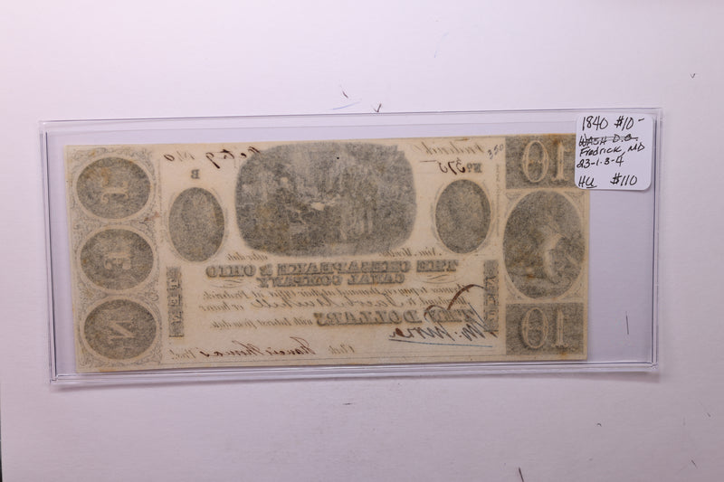 1840 $10., CHESAPEAKE & OHIO CANAL CO., STORE