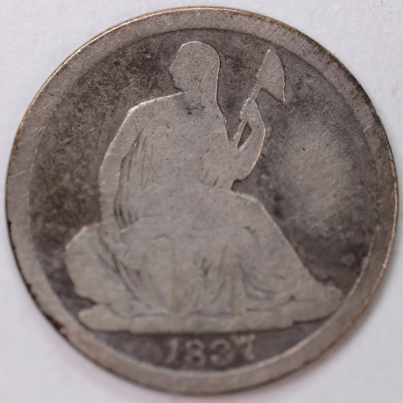 1837 Seated Half Dime, Very Good Circulated Coin, Store