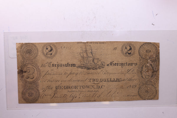 1849 $2, CORP of Georgetown., Wash D.C., STORE #18489