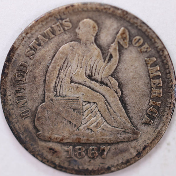 1867-S, Seated Half Dime, Very Fine Circulated Coin, Store #M867S01