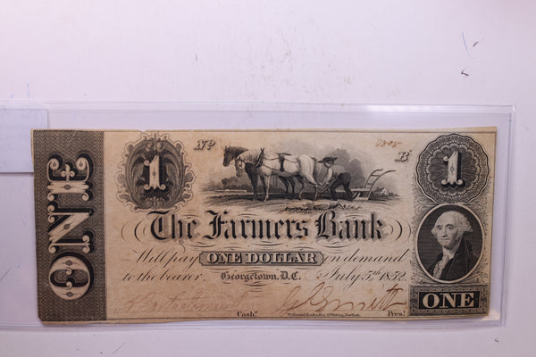 1852 $1, The Farmers Bank., Georgetown, D.C., STORE #18504