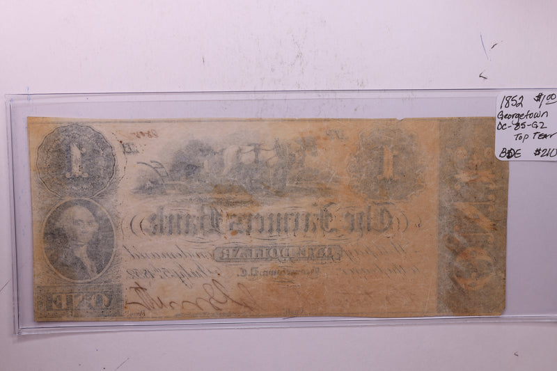 1852 $1, The Farmers Bank., Georgetown, D.C., STORE