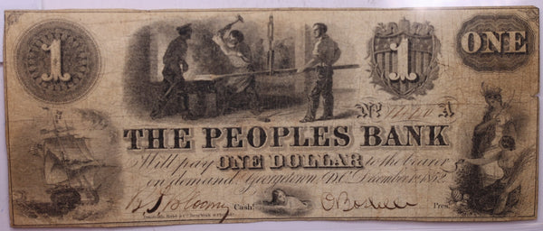 1852 $1, The Peoples Bank, Georgetown, D.C., STORE #18518