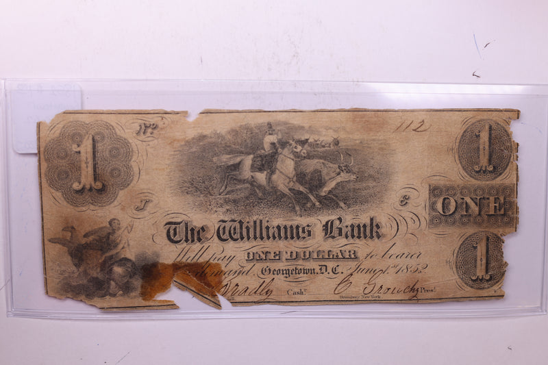 1852 $1, The Williams Bank, Georgetown, D.C., STORE