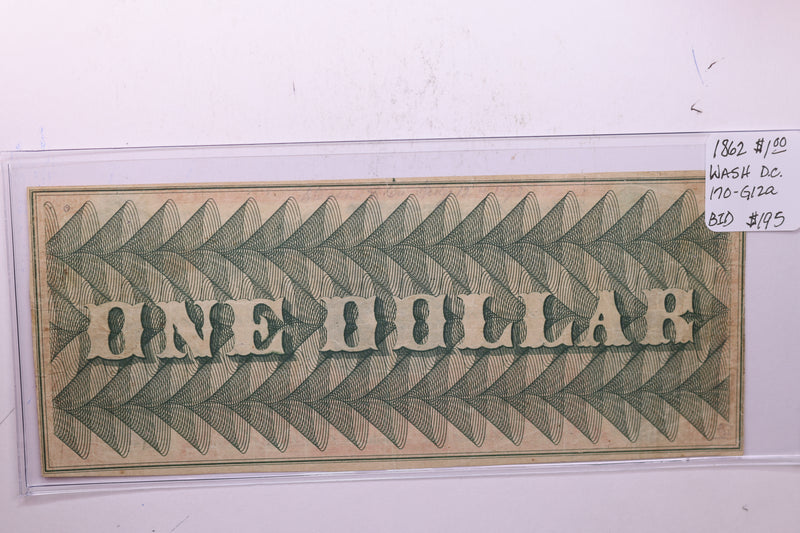 1862 $1, The BULLION BANK., WASHINGTON D.C., STORE