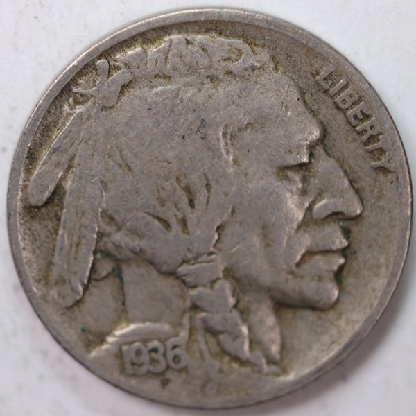 1936-S Buffalo Nickel, Fine Circulated Coin, Store Sale #N936S01