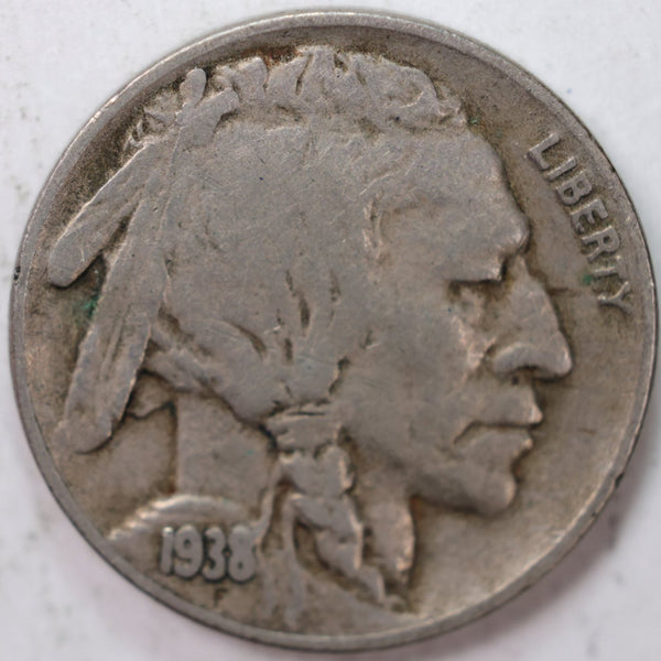 1938-D Buffalo Nickel, Very Good Circulated Coin, Store Sale #N938D01