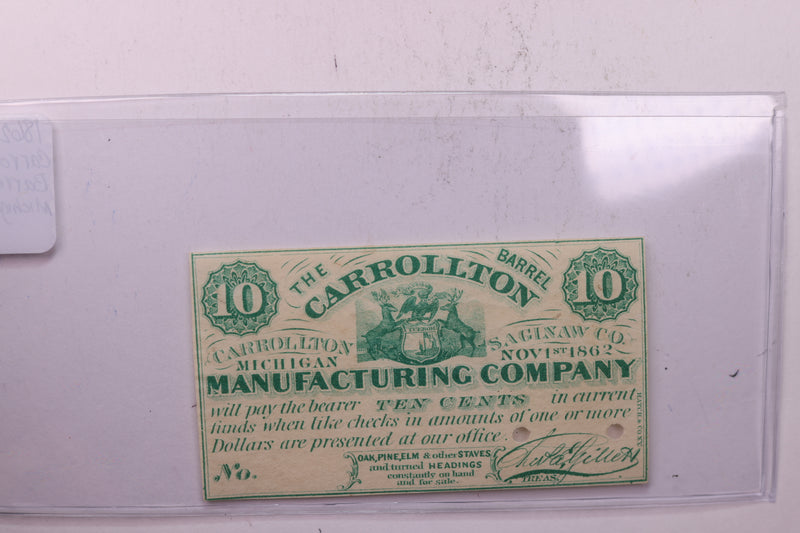 1862 10 Cents, Carrollton Barrel CO. Michigan., STORE