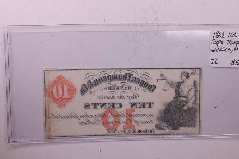 1862 10 Cents, COOPER, THOMPSON & CO., MI., STORE