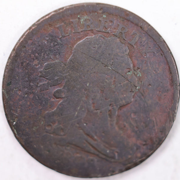 1808/7 Draped Bust Half Cent, Very Good Circulated Coin. Store #B808.02