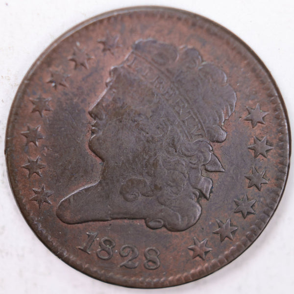 1828 Draped Bust Half Cent, Extra Fine Circulated Coin. Store #B828.01